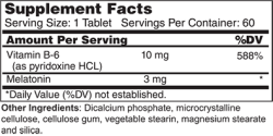 Wellness Works Melatonin 3 mg with B-6 (10107) Supplement Facts