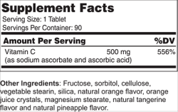 Wellness Works Vitamin C 500 mg Orange Chewable (10156) Supplement Facts