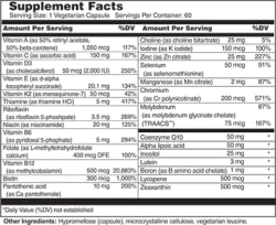 Wellness Works Active Life Nutrient Capsules (10271) Supplement Facts