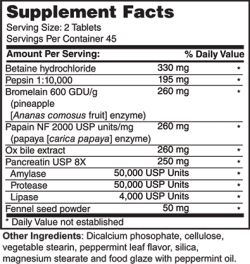 Wellness Works Digestive Enzymes with Betaine (10315) Supplement Facts