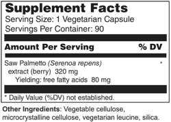 Wellness Works Saw Palmetto 320 mg Standardized (10335) Supplement Facts