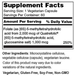 Wellness Works 5-MTHF 1 mg (10342) Supplement Facts