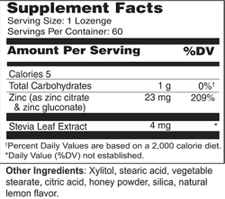 Wellness Works Zinc Lozenges 23 mg (10382) Supplement Facts