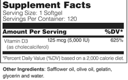 Wellness Works D3 5000 IU (10383) Supplement Facts