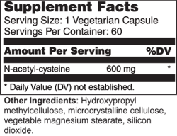 Wellness Works N-Acetyl-Cysteine 600 (10407) Supplement Facts